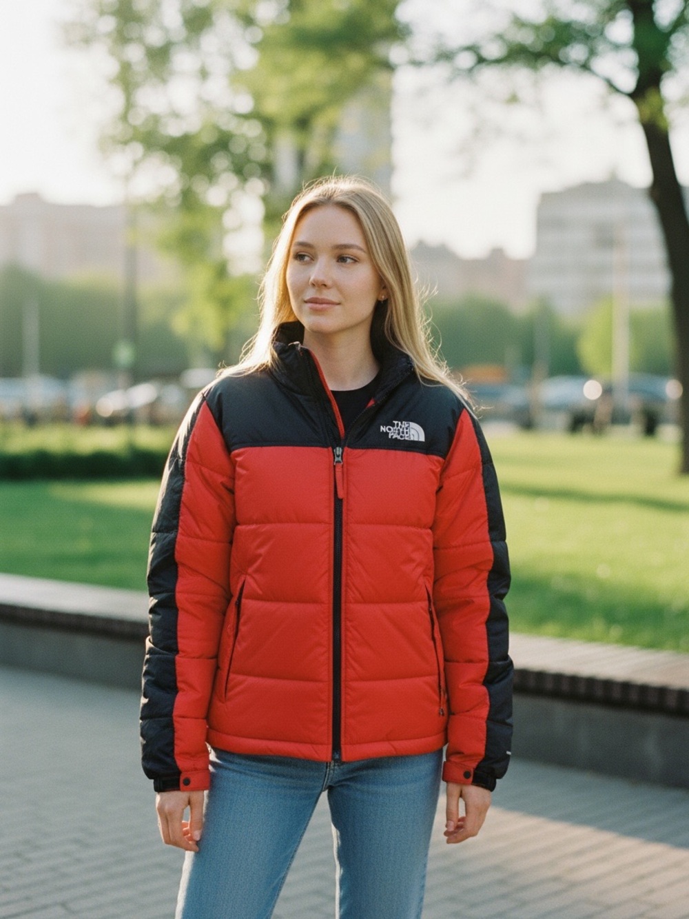 The North Face Women's Red and Black Puffer Jacket